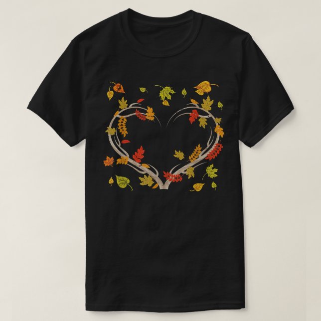 Autumn Leaves Heart Nature Love Botanical Thanksgi T Shirt (Design framsida)