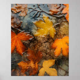 Autumn Leaves in Rain Poster