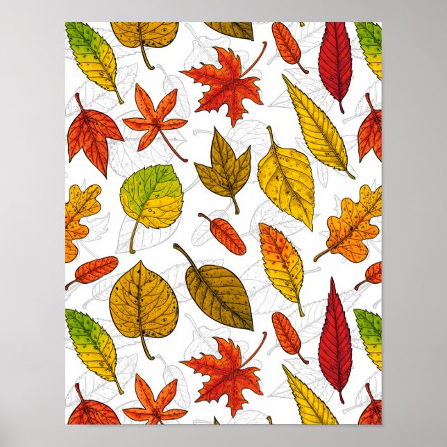 Autumn leaves on white poster (Framsidan)