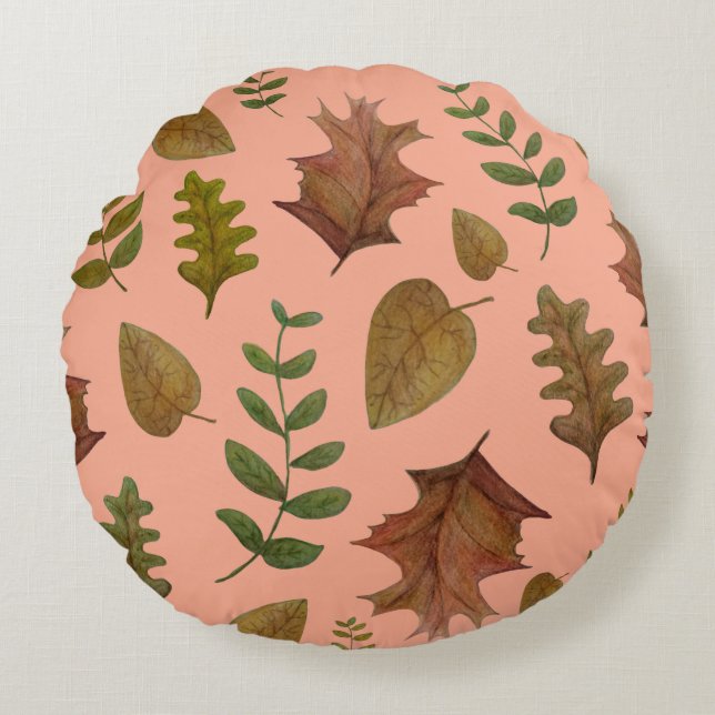 Autumn leaves rund kudde (Framsidan)