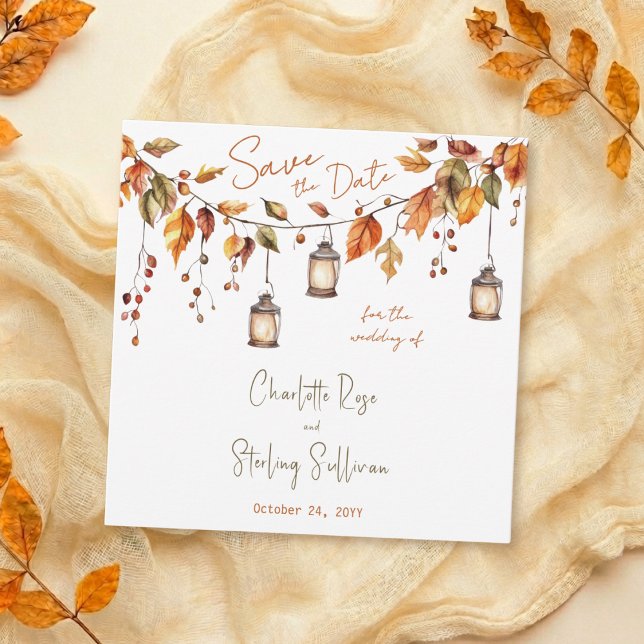 Autumn Leaves Rustic Watercolor Elegant Wedding Inbjudningar (Skapare uppladdad)