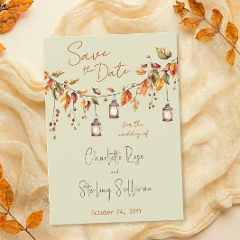 Autumn Leaves Rustic Watercolor Elegant Wedding Spara Datumet