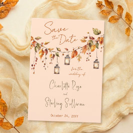 Autumn Leaves Rustic Watercolor Elegant Wedding Spara Datumet
