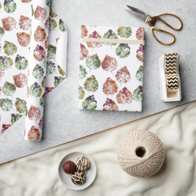 Autumn Leaves Watercolor Art Presentpapper (Hantverk)