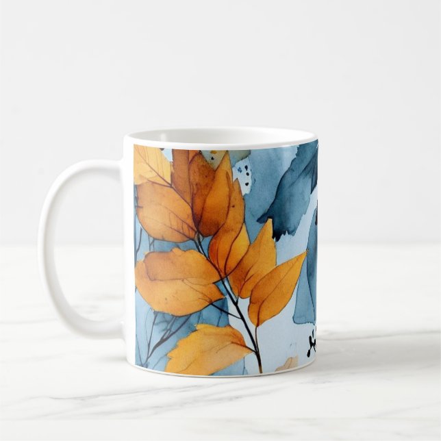 Autumn Leaves Watercolor Kaffemugg (Vänster)