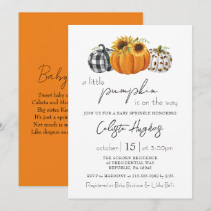 Autumn Little Pumpkin Solros Baby Sprinkle Inbjudningar