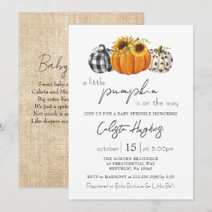 Autumn Little Pumpkin Solros Baby Sprinkle Inbjudningar