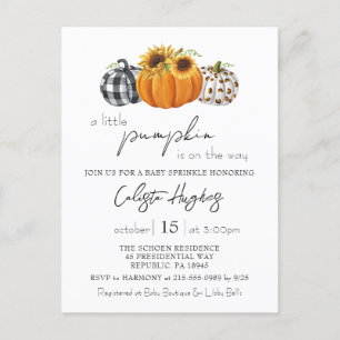 Autumn Little Pumpkin Solros Baby Sprinkle Vykort