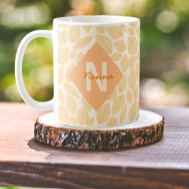 Autumn Löv Mönster Personmonogram Namn Kaffemugg