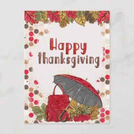 Autumn Löv Polka Dot Happy thanksgiving Vykort