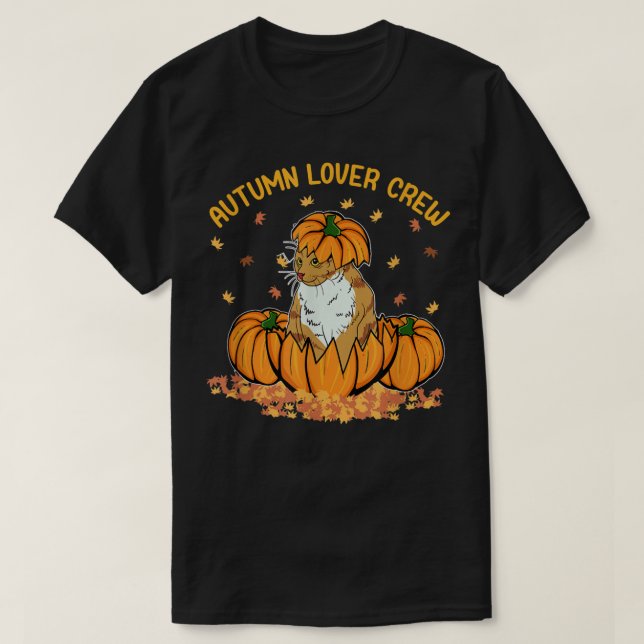 Autumn Lover Crew Cute Kitty Cat Pumpkin Falling L T Shirt (Design framsida)