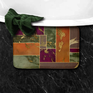 Autumn Luxury   Geometric Guld Jewel Tone Marble Badrumsmatta