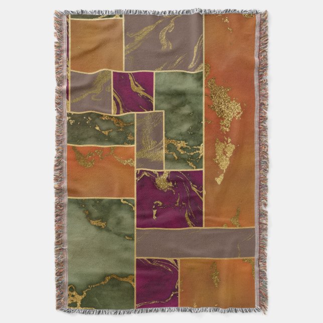 Autumn Luxury | Geometric Guld Jewel Tone Marble Filt (Framsidan Vertikal)