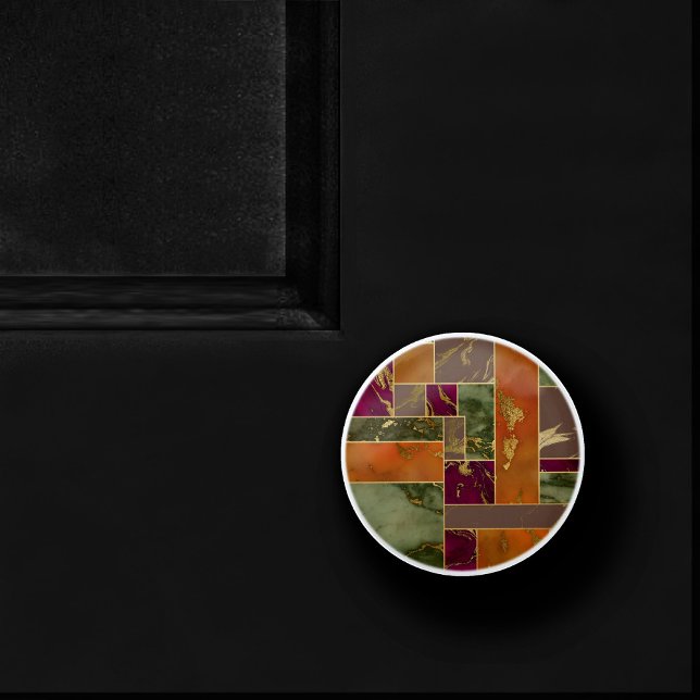Autumn Luxury | Geometric Guld Jewel Tone Marble Knopp (Skapare uppladdad)