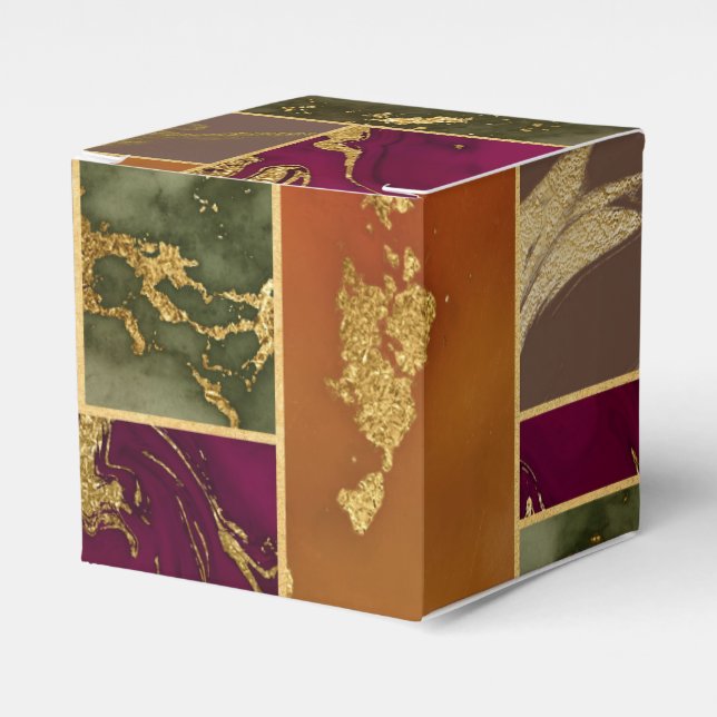 Autumn Luxury | Geometric Guld Jewel Tone Marble Presentaskar (Framsidan Sidan)
