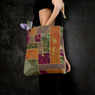 Autumn Luxury Geometric Guld Jewel Tone Marble Tygkasse