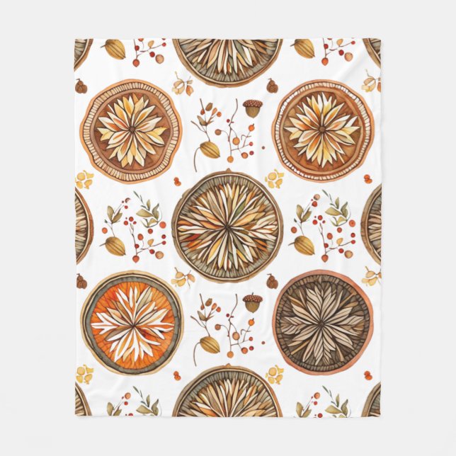 Autumn Mandala Mönster Fleecefilt (Framsidan)