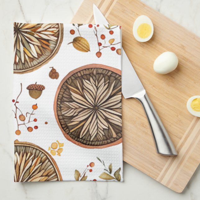 Autumn Mandala Mönster Kökshandduk (Vikt i Fjärdedel)