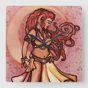 Autumn Måne Belly Dancer Goddess Fyrkantig Klocka