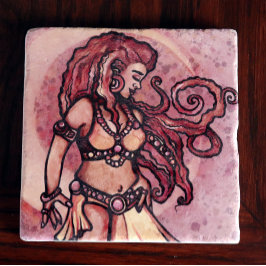 Autumn Måne Belly Dancer Goddess Stenunderlägg