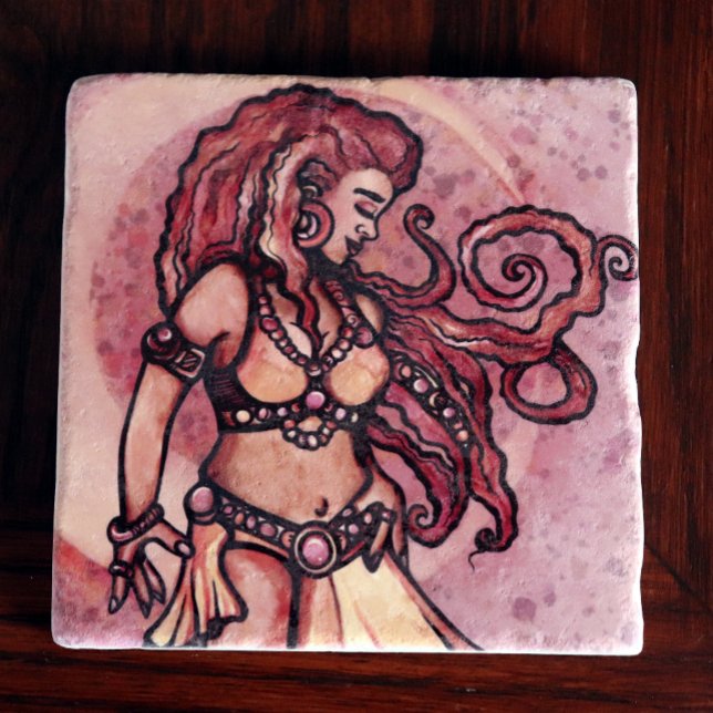 Autumn Måne Belly Dancer Goddess Stenunderlägg (Skapare uppladdad)
