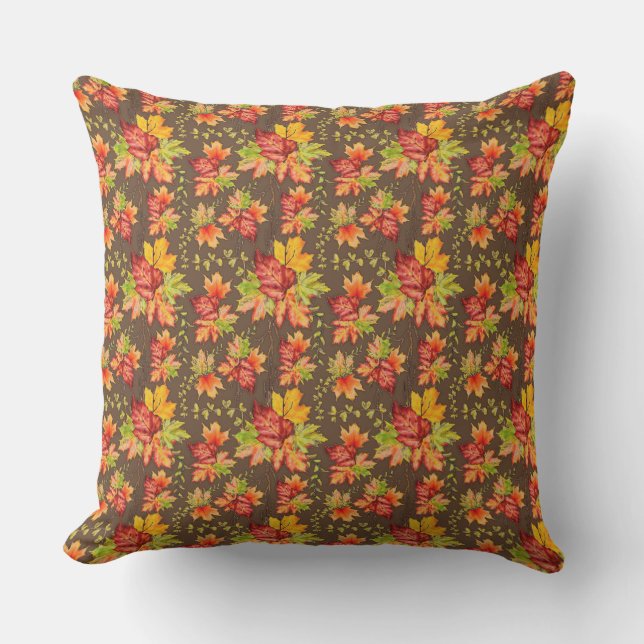 Autumn maple leaves pattern outdoor pillow kudde (Framsida)