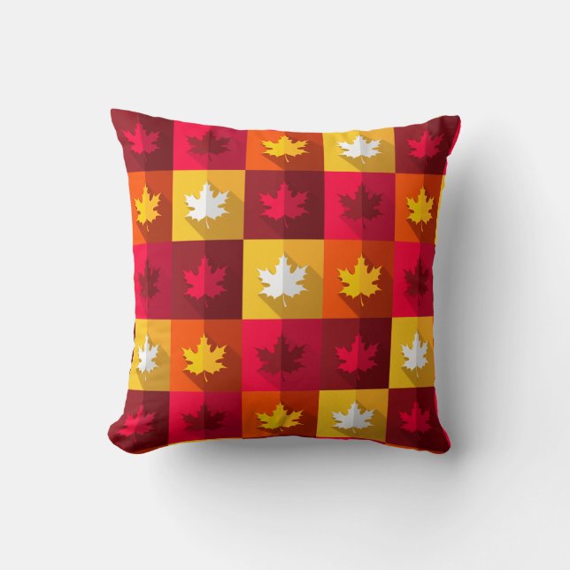 Autumn Maple Löv Bright Patchwork Kudde (Framsida)