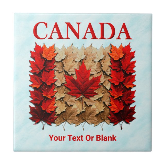 Autumn Maple Löv Canadian Flagga Kakelplatta (Framsidan)