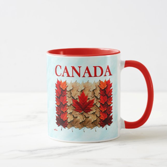 Autumn Maple Löv Canadian Flagga Mugg (Höger)