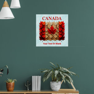 Autumn Maple Löv Canadian Flagga Poster