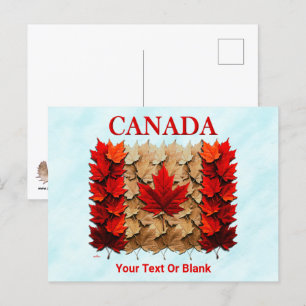 Autumn Maple Löv Canadian Flagga Vykort