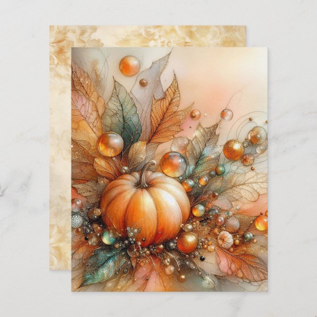 Autumn Maple Pumpkin Scrapbook Paper (Fram/baksida)