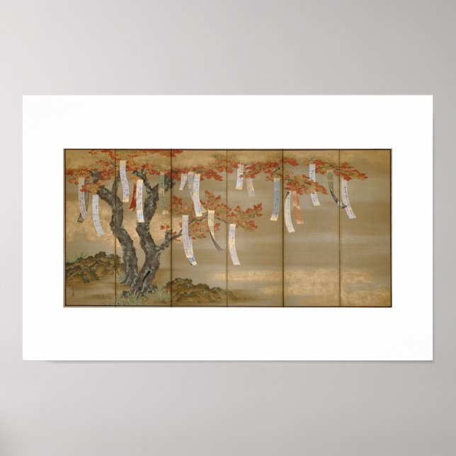 "Autumn Maples with Dikt Slips" av Tosa Mitsuoki Poster (Framsidan)