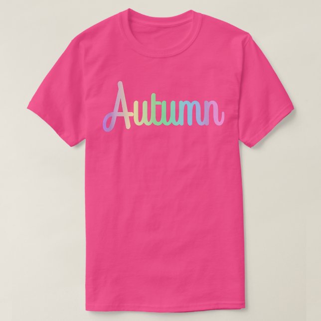 AUTUMN: Minimalistisk regnbågsslingtext Funny Nove T Shirt (Design framsida)
