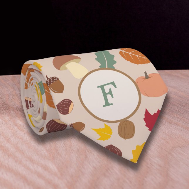 Autumn Mönster Monogram Neck Tie Slips (Autumn Pattern Monogram Neck Tie)