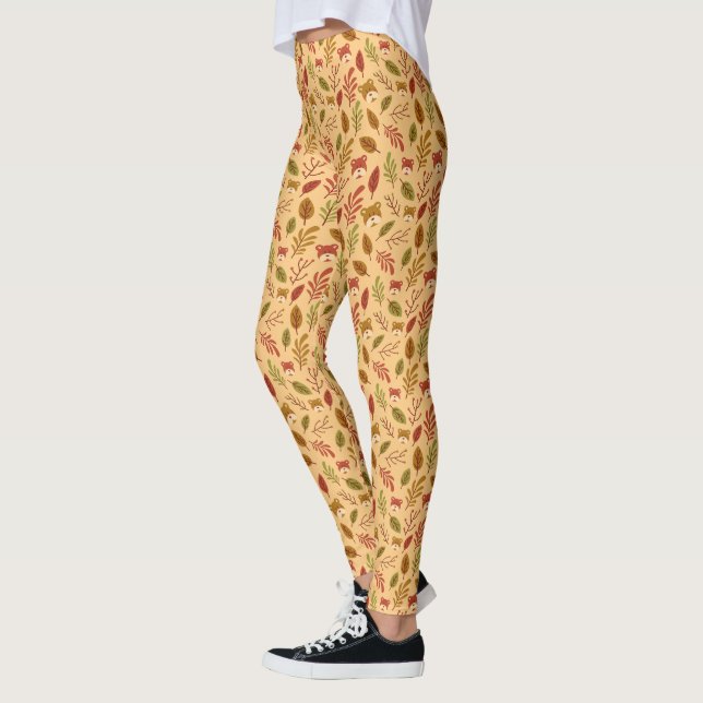 Autumn Mönster Teddy Löv Leggings (Vänster)