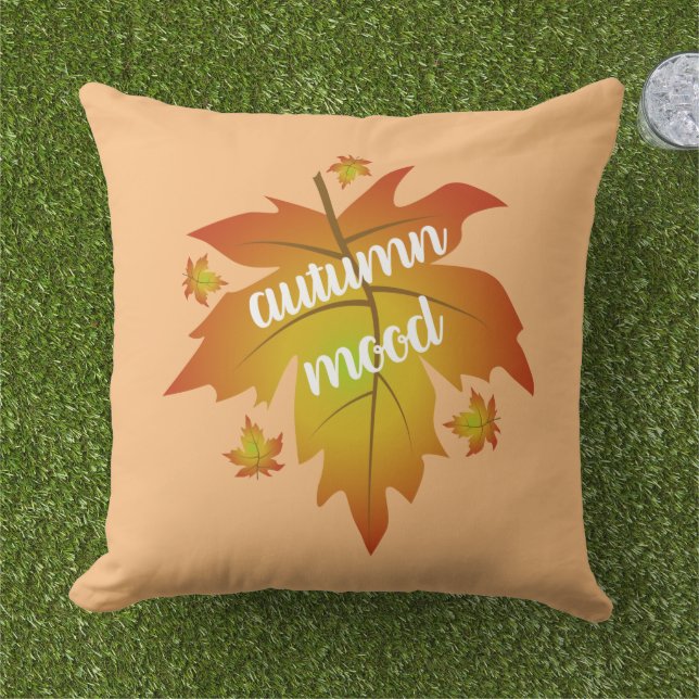 Autumn mood typography maple leaves  kudde (Gräs)