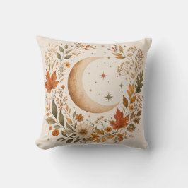 Autumn Moon Botanical Wreath Decorative Pillow Kudde
