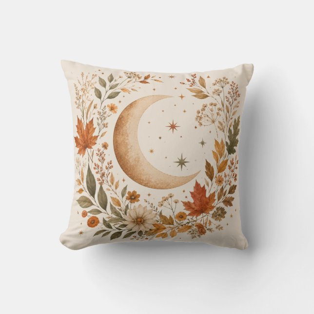 Autumn Moon Botanical Wreath Decorative Pillow Kudde (Framsida)