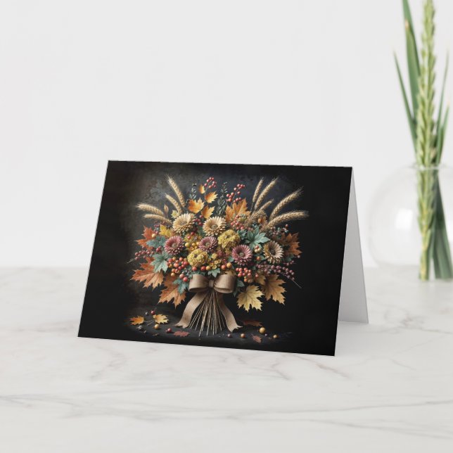 Autumn Morsa Birthday Bouquet Kort (Framsida)