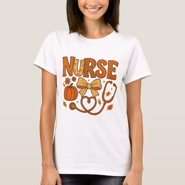 Autumn Nursing｜Pumpkins Fall nursing｜Fall nurse pn T Shirt (Framsida)