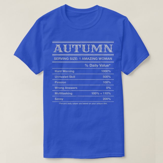 Autumn Nutrition Facts Funny First Name Humor Nick T Shirt (Design framsida)