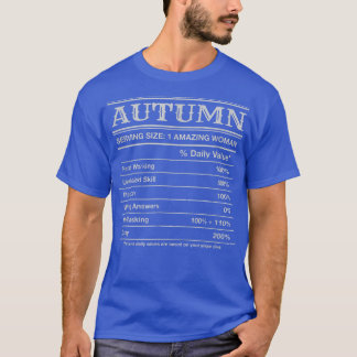 Autumn Nutrition Facts Funny First Name Humor Nick T Shirt
