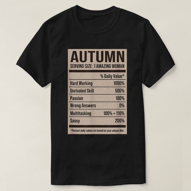 Autumn Nutrition Facts Name Nickname Alias Title F T Shirt (Design framsida)