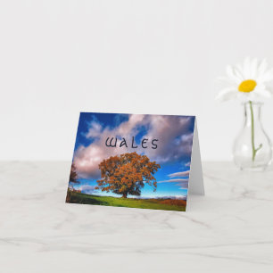 Autumn Oak Träd i Wales - tomt sedelkort Kort