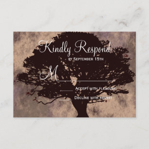 Autumn Oak Träd Silhouette Fall Wedding OSA kort