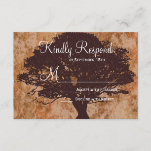 Autumn Oak Träd Silhouette Fall Wedding OSA kort