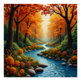 Autumn on the River Perfect Poster