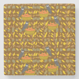 Autumn Owl Pumpkin Absorbent Stone Coaster Stenunderlägg