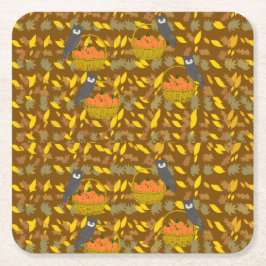 Autumn Owl Pumpkin Pattern Paper Coasters Underlägg Papper Kvadrat